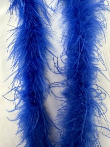 Боа из перьев на ленте цв.синий(в упак.1,8м)