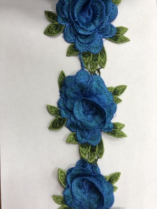 1607 Нашивка с цветами в рулоне цв.216 светло-синий(в упак.16,5м)