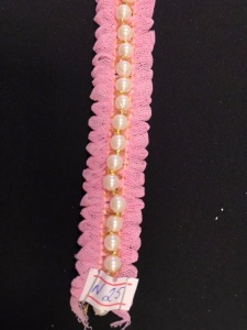 Декоративная тесьма с бусинами и рюшем №25 шир.2см цв.розовый(в упак.10м)