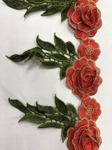 1608 Нашивка с цветами в рулоне цв.161 кирпич(в упак.9м)
