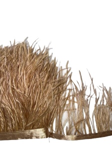 Перья страуса на ленте 15см цв.т.бежевый(в упак.10м)  