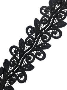 0407JK Кружево гюпюровое полиэстер шир.6см цв.черный(в упак.13,7м)