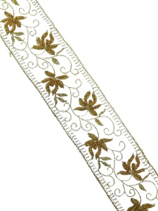 H0107-3 Тесьма на сетке расшитое цв.золото(в упак.13,7м)