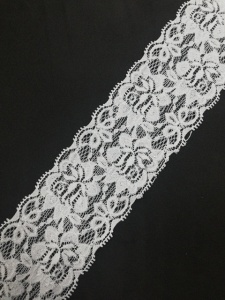 8074 Кружево эластичное полиэстер шир.5см цв.белый(в упак.30м)