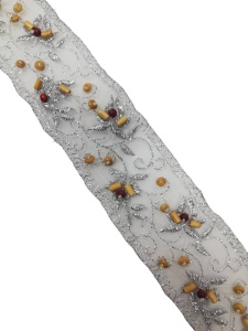 PYG- Тесьма  расшитое цв.белый(в упак.13,7м)