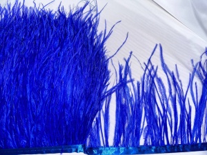 Перья страуса на ленте 15см цв.василек(в упак.10м)  