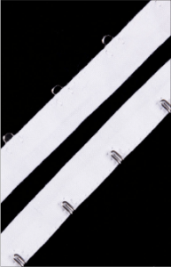 Застежки бельевые на ленте 16мм цв.белый-никель(в рул.10м)