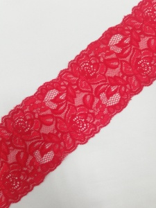 0506 Кружево эластичное полиэстер шир.9см цв.красный(в упак.30м)