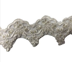 1708 Кружево свадебное кордовое полиэстер шир.6см цв.белый(в упак.13,5м)