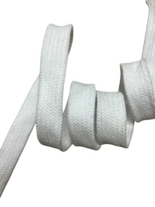 Шнур плоский хлопковый 12мм цв.белый(в рул.100м,мешок№20)