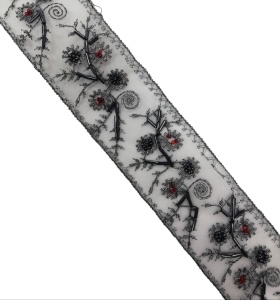 PYG- 83341 Тесьма расшитое цв.белый(в упак.13,7м)