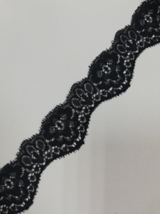 8134 Кружево эластичное полиэстер шир.3см цв.черный(в упак.30м)