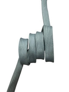 Шнур плоский полиэстер 12мм цв.серый(в рул.100м,мешок №7)