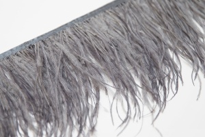 Перья страуса на ленте 15см цв.серый(в упак.10м)  