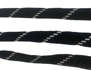 Шнур плоский полиэстер 10мм цв.черный-белый(в рул.100м,мешок №9)