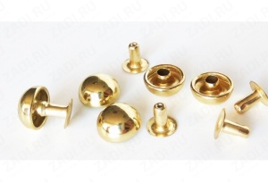 Хольнитены выпуклые стальные 10*10мм цв.золото(в упак.1000шт)