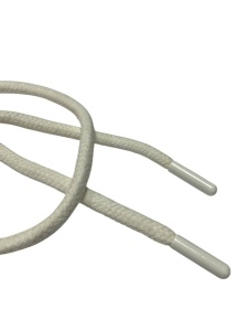 Шнур с наконечником хлопковый 08мм круглый 130см цв.молочный(в упак.50шт)