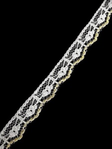 168 Кружево капроновое полиэстер цв.белый(в упак.30м)