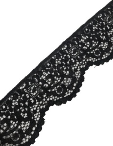 11355AD Кружево капроновое полиэстер шир.7,5см цв.черный(в упак.30м)